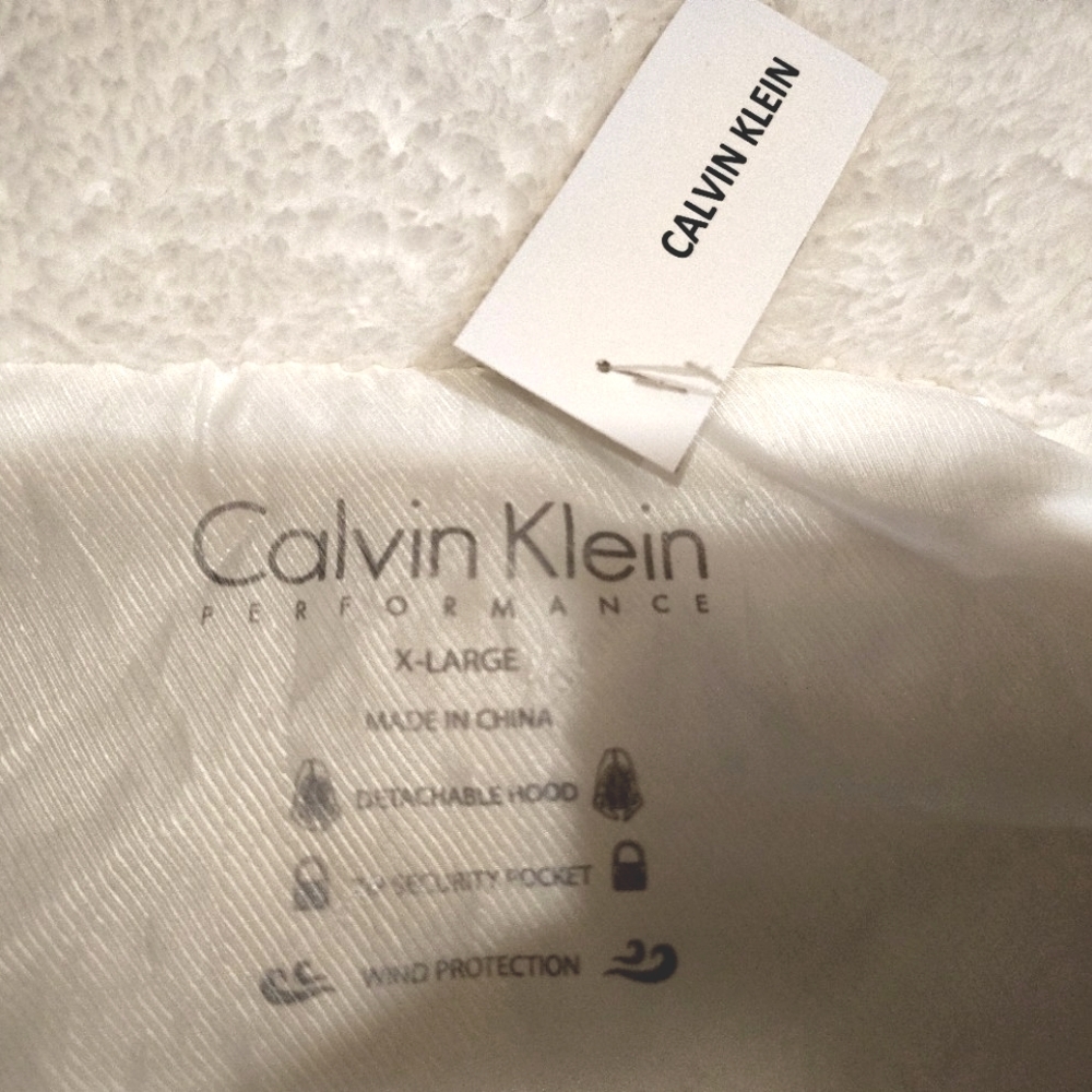 Calvin Klein TAG Puffer Vest, Women Ivory, Hood,Gold ZipUP+Pckts,Collar, XL - Picture 4 of 16